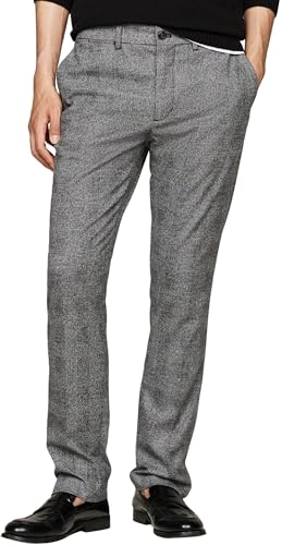 Tommy Hilfiger Herren Stoffhose Denton Brushed Check Anzughose, Grau (Turbine Grey), 34W/30 im Sale